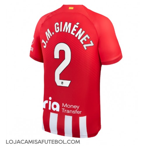 Camisa de Futebol Atletico Madrid Jose Gimenez #2 Equipamento Principal 2023-24 Manga Curta